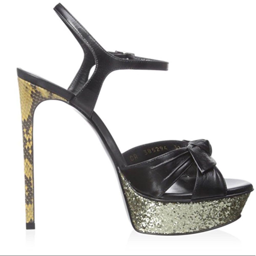Saint Laurent Classic Sandal Black/Gold Glitter - Picture 7 of 7